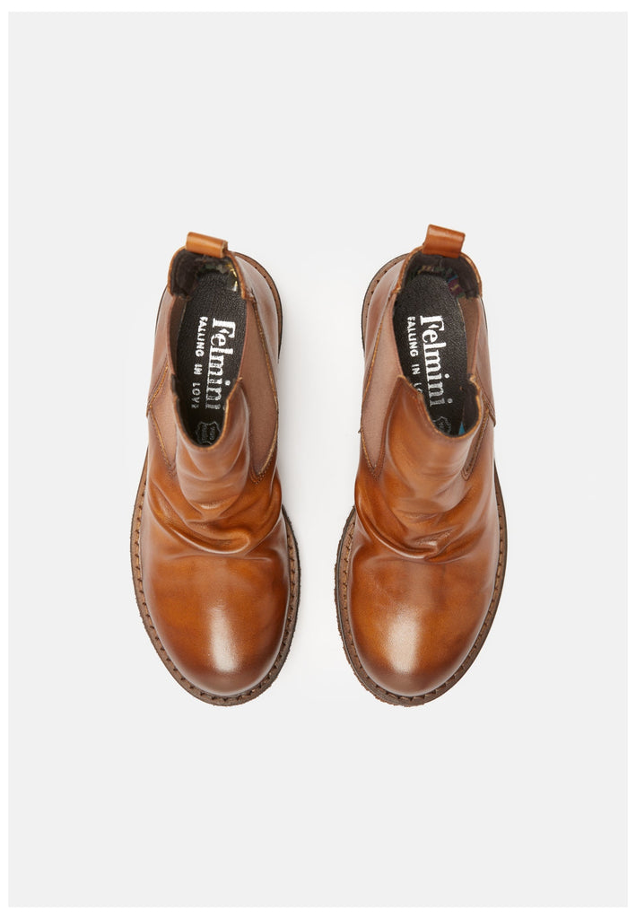 FELMINI Stiefelette Leder/Textil Mittelbraun