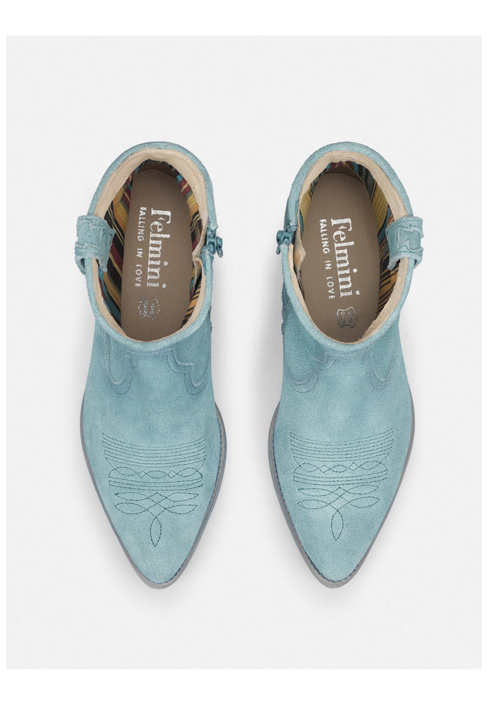 FELMINI Stiefelette Veloursleder Hellblau