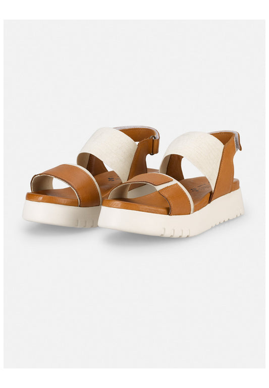 FELMINI WIDE FIT Sandalen Leder Braun/Weiß