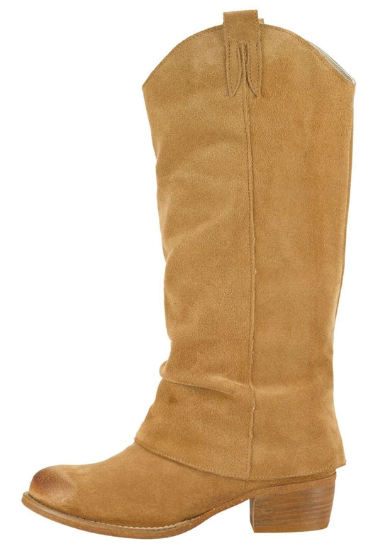 FELMINI WIDE FIT Stiefel Veloursleder Hellbraun