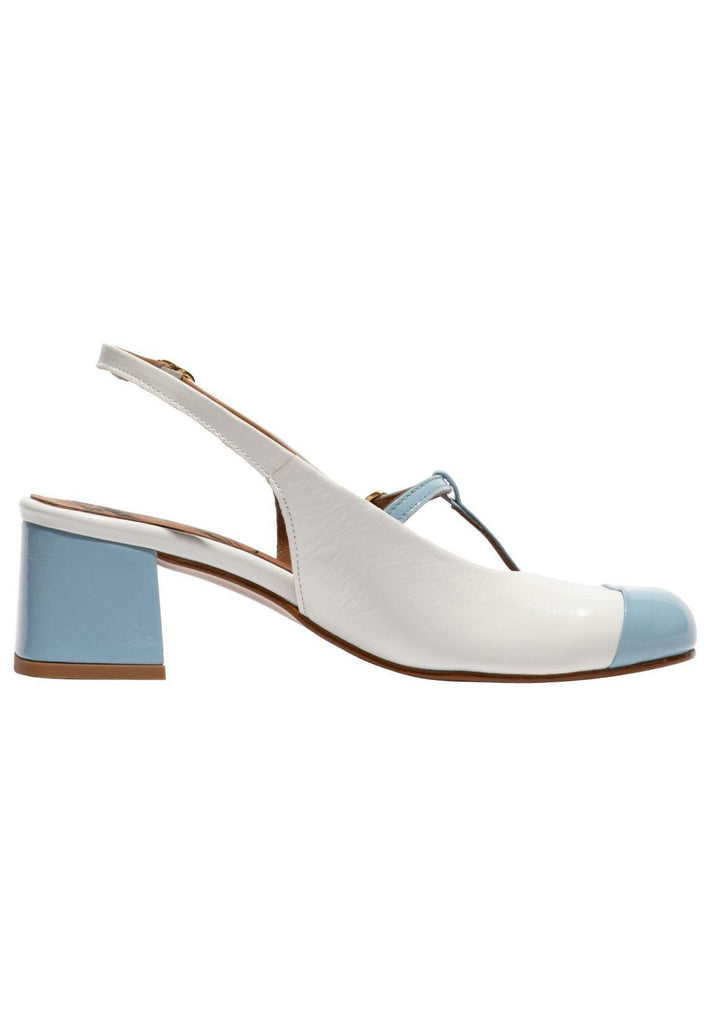 FLY London Pumps Leder Weiß/Blau