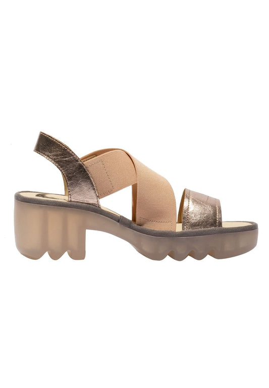 FLY London Sandalen Leder/Textil Bronze