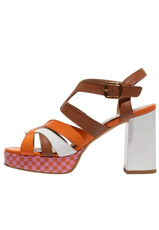 FLY London Sandalen Leder Weiß/Orange