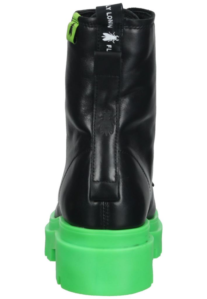 FLY London Stiefelette Leder Schwarz/Grün