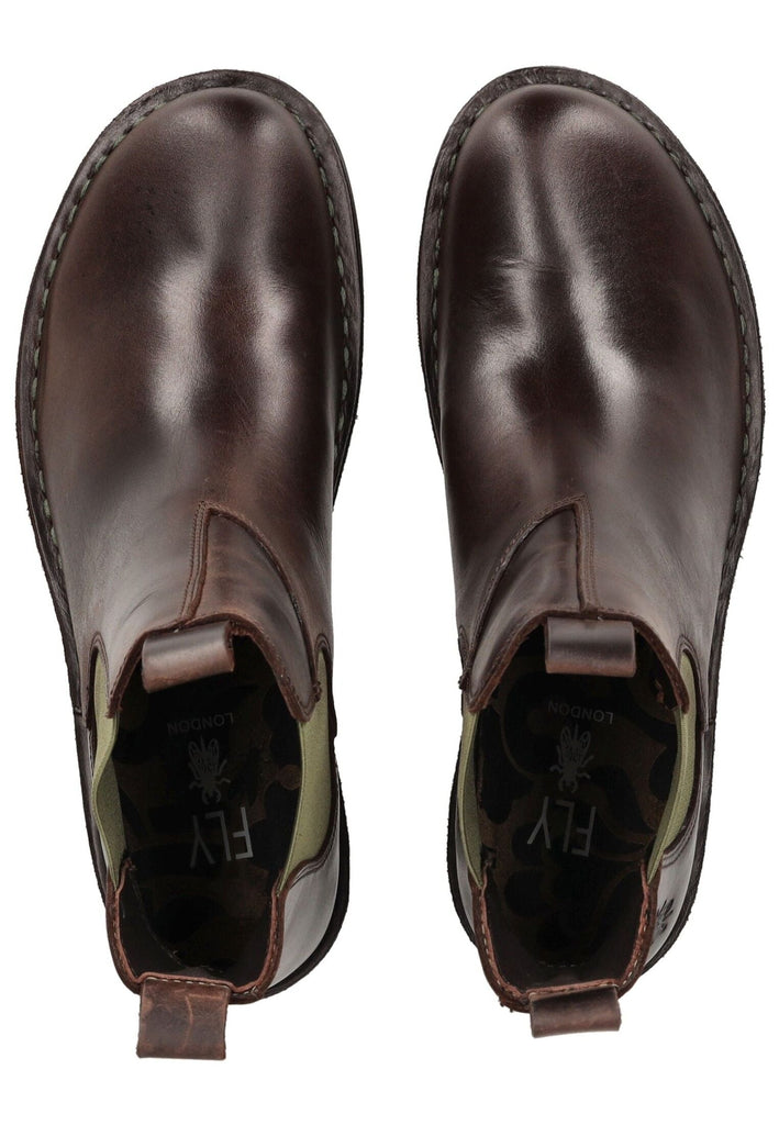 FLY London Stiefelette Leder/Textil Dunkelbraun