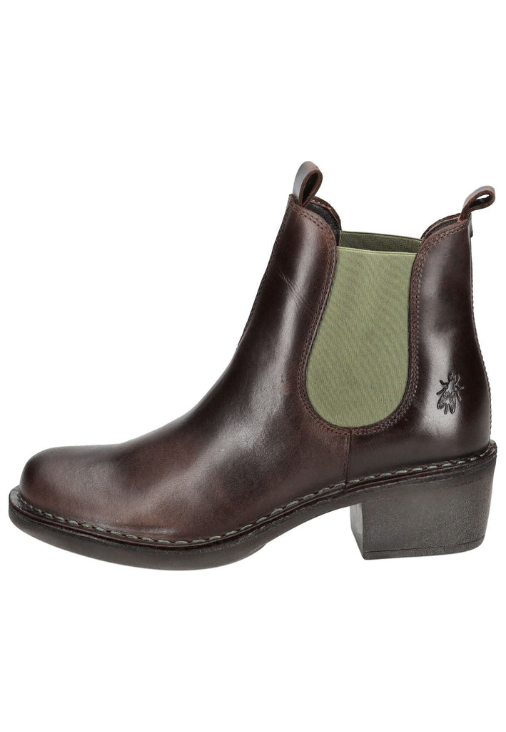 FLY London Stiefelette Leder/Textil Dunkelbraun
