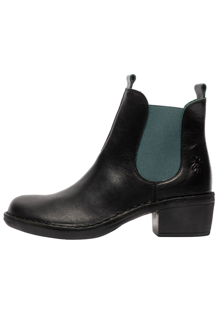 FLY London Stiefelette Leder/Textil Schwarz/Grün