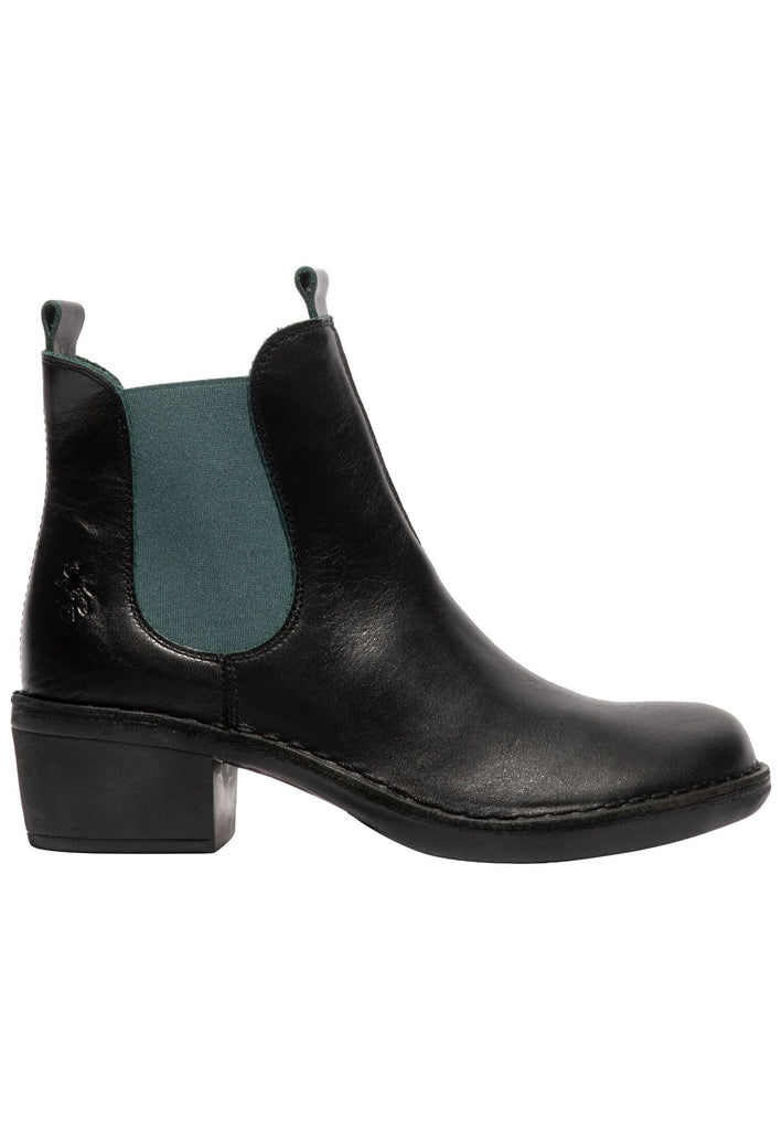 FLY London Stiefelette Leder/Textil Schwarz/Grün