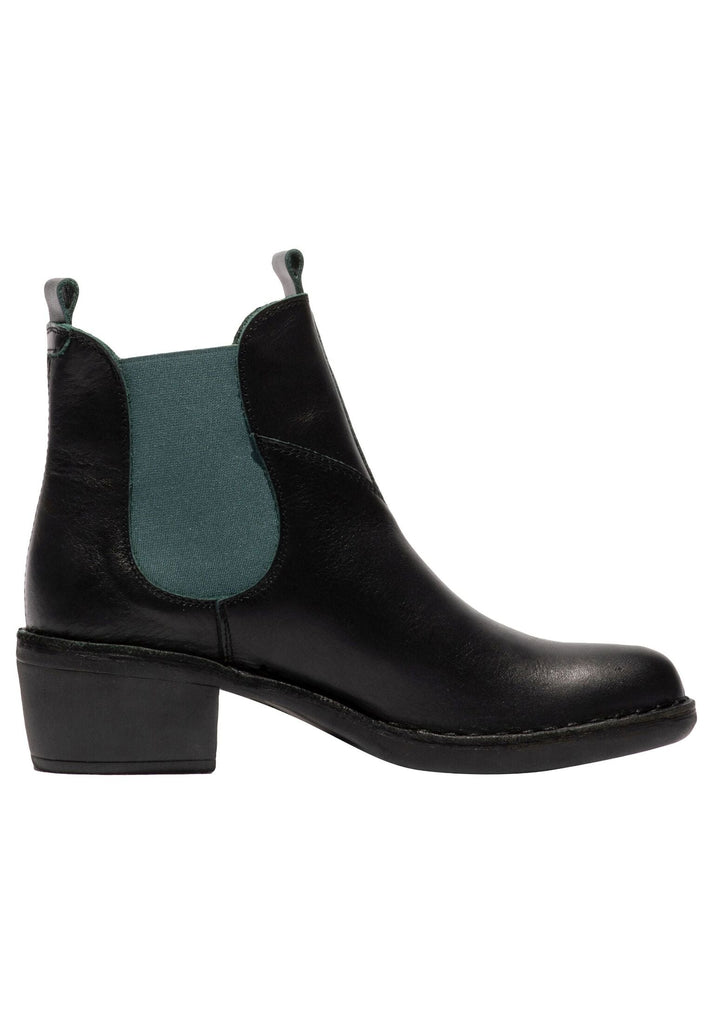 FLY London Stiefelette Leder/Textil Schwarz/Grün