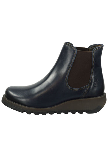 Stiefeletten FLY London Stiefelette Leder/Textil Blau Warmfutter
