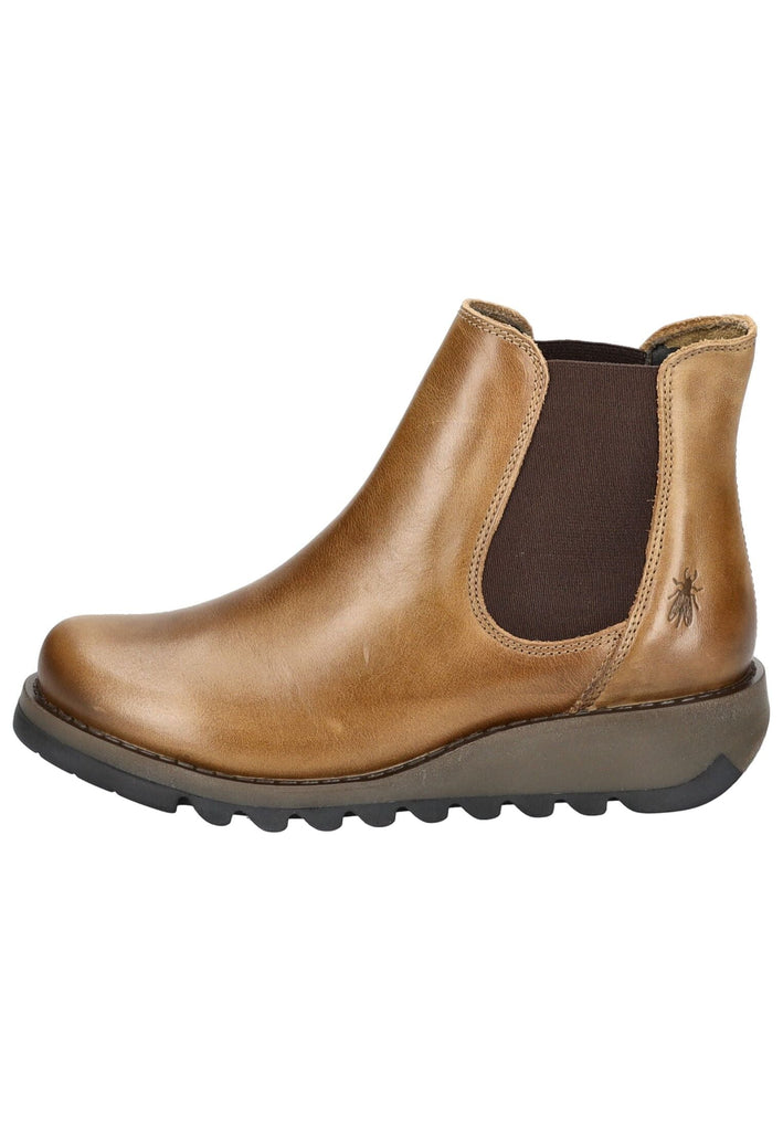Stiefeletten FLY London Stiefelette Leder/Textil Camel