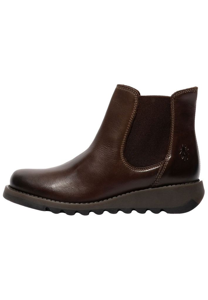Stiefeletten FLY London Stiefelette Leder/Textil Dunkelbraun