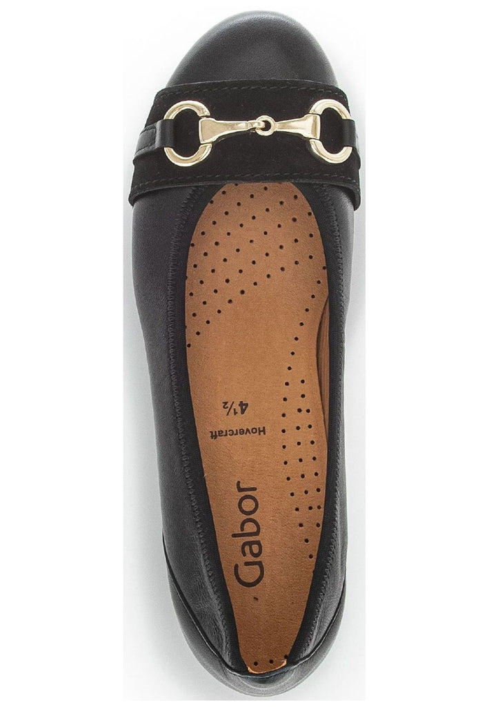 Gabor Ballerinas Nappaleder Schwarz/Gold