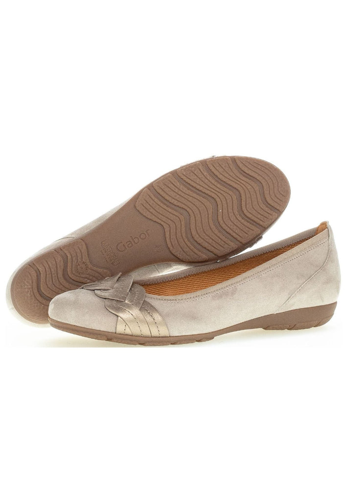 Gabor Ballerinas Veloursleder/Textil Beige/Gold