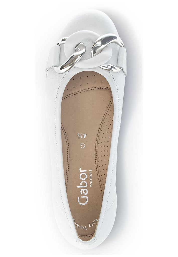 Gabor Comfort Ballerinas Leder Weiß/Silber