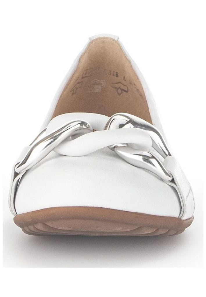 Gabor Comfort Ballerinas Leder Weiß/Silber