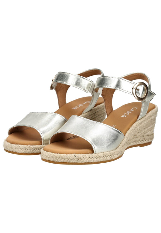 Gabor Comfort Sandalen Leder Silber