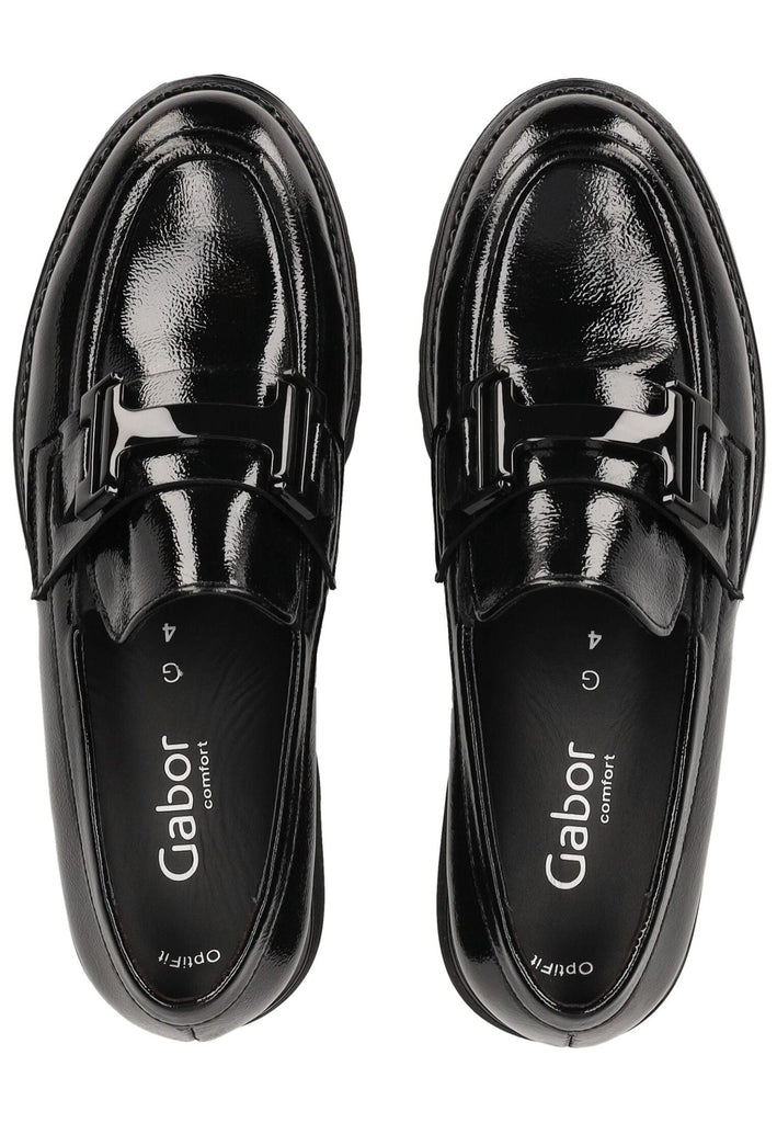 Gabor Comfort Slipper Leder Schwarz Lack
