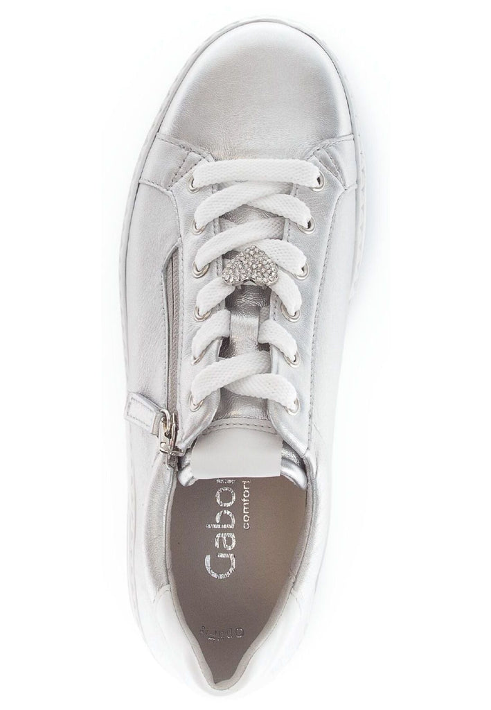 Gabor Comfort Sneaker Nappaleder Weiß/Silber