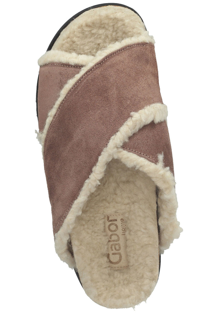 Pantoletten Gabor Hausschuhe Veloursleder Dunkelrosa Warmfutter