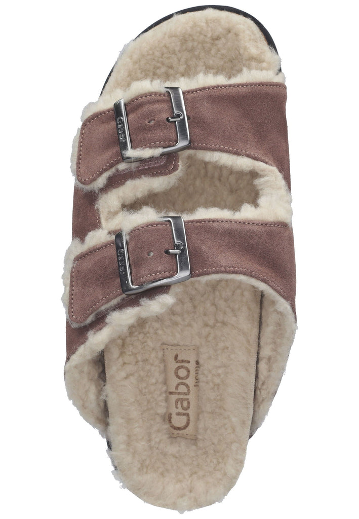 Pantoletten Gabor Hausschuhe Veloursleder Dunkelrosa Warmfutter