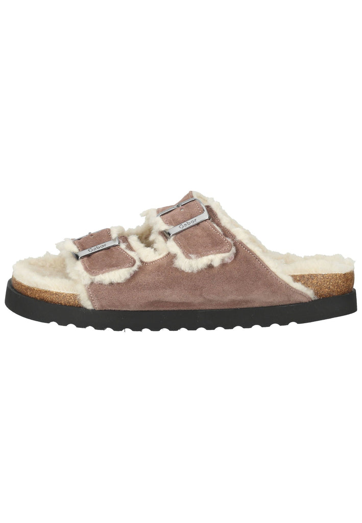 Pantoletten Gabor Hausschuhe Veloursleder Dunkelrosa Warmfutter
