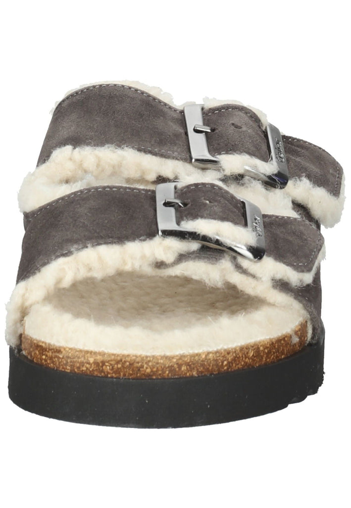 Pantoletten Gabor Hausschuhe Veloursleder Grau Warmfutter