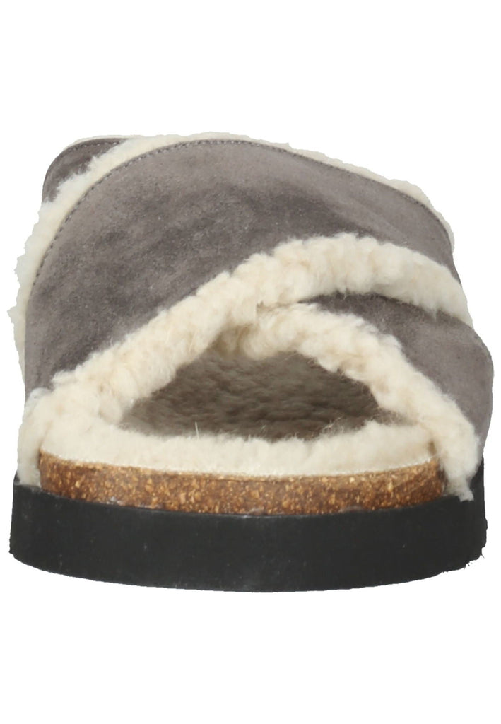 Pantoletten Gabor Hausschuhe Veloursleder Grau Warmfutter