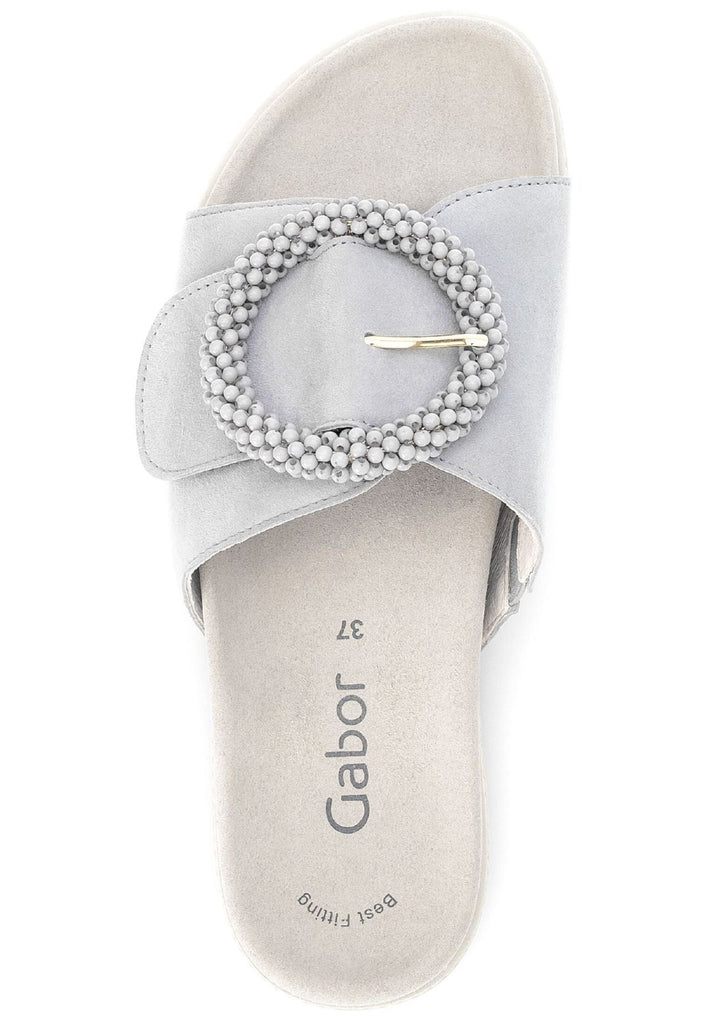 Gabor Pantoletten Leder Hellgrau