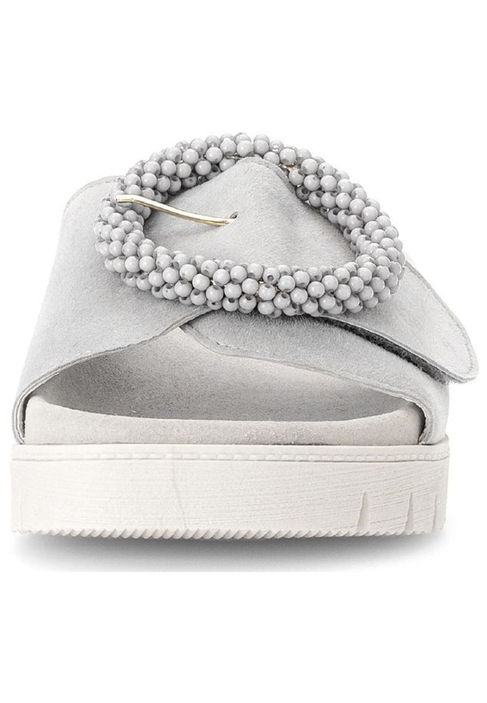 Gabor Pantoletten Leder Hellgrau