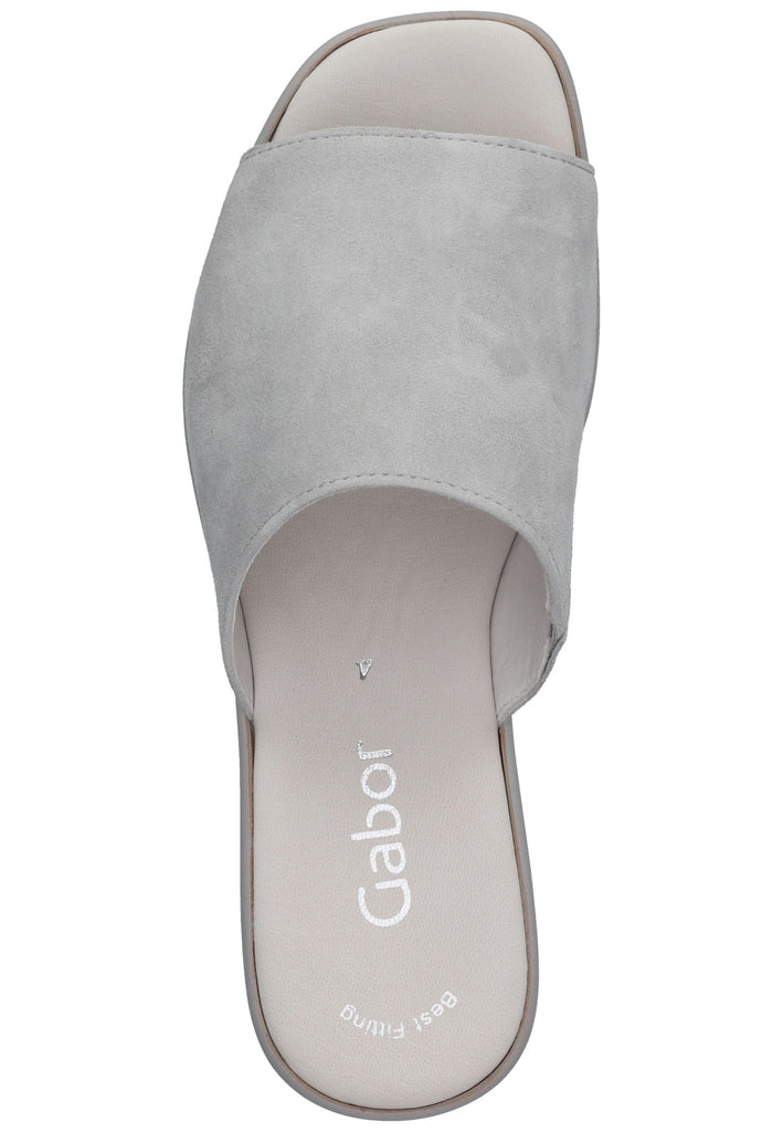 Gabor Pantoletten Leder Hellgrau