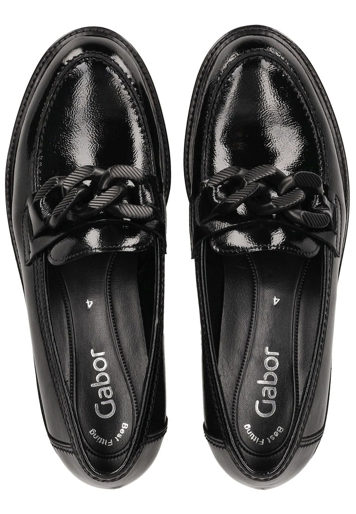 Gabor Slipper Leder Schwarz Lack