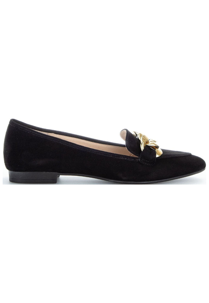 Gabor Slipper Veloursleder Schwarz/Gold