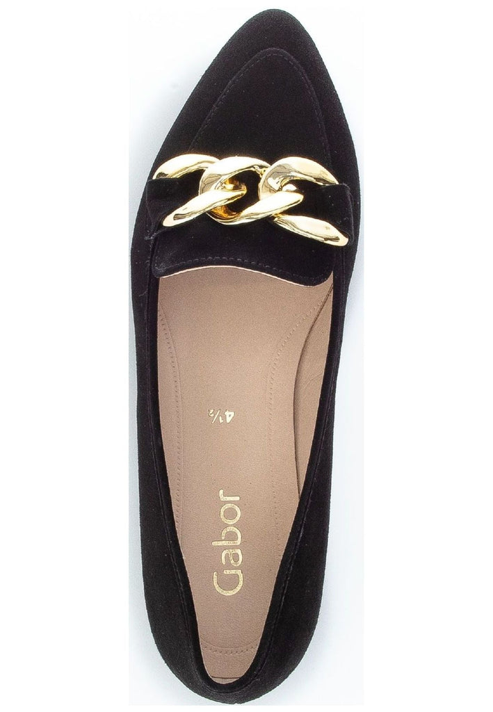 Gabor Slipper Veloursleder Schwarz/Gold