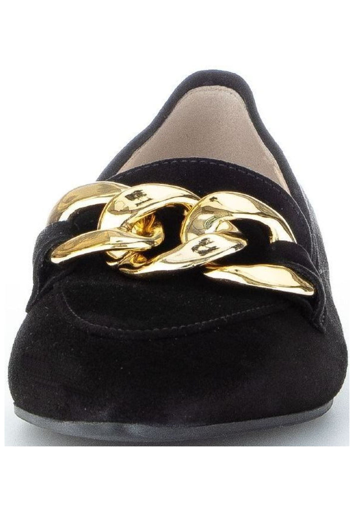 Gabor Slipper Veloursleder Schwarz/Gold