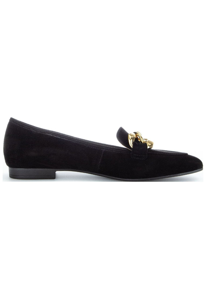 Gabor Slipper Veloursleder Schwarz/Gold