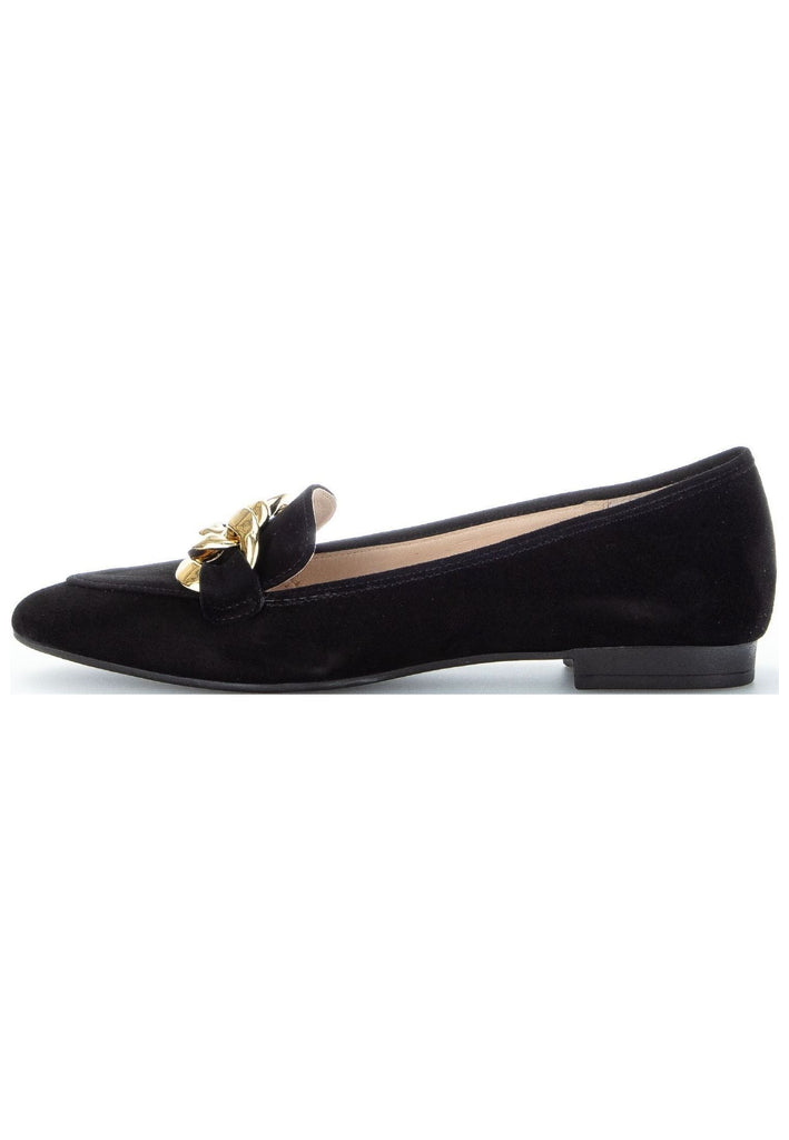 Gabor Slipper Veloursleder Schwarz/Gold