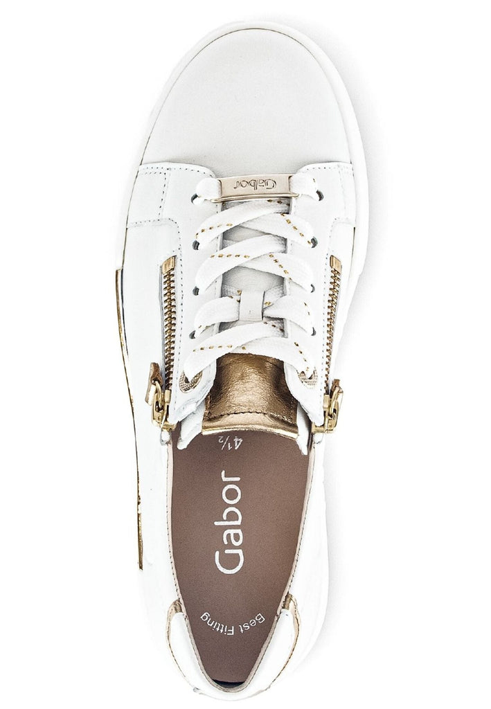 Gabor Sneaker Nappaleder Weiß/Gold
