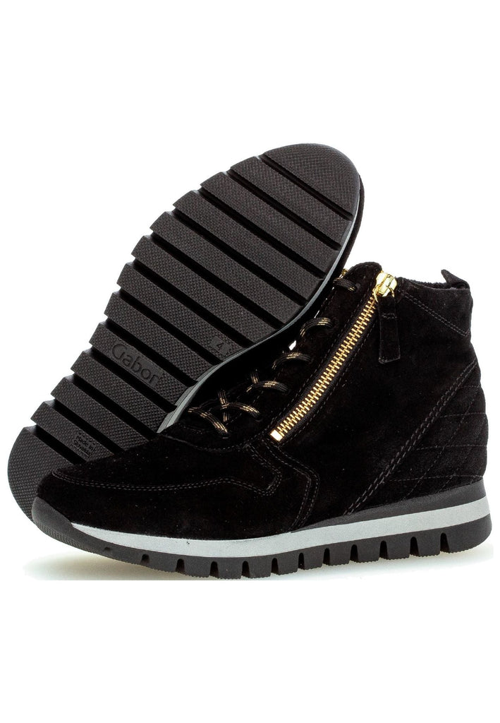 Gabor Sneaker Veloursleder Schwarz/Gold