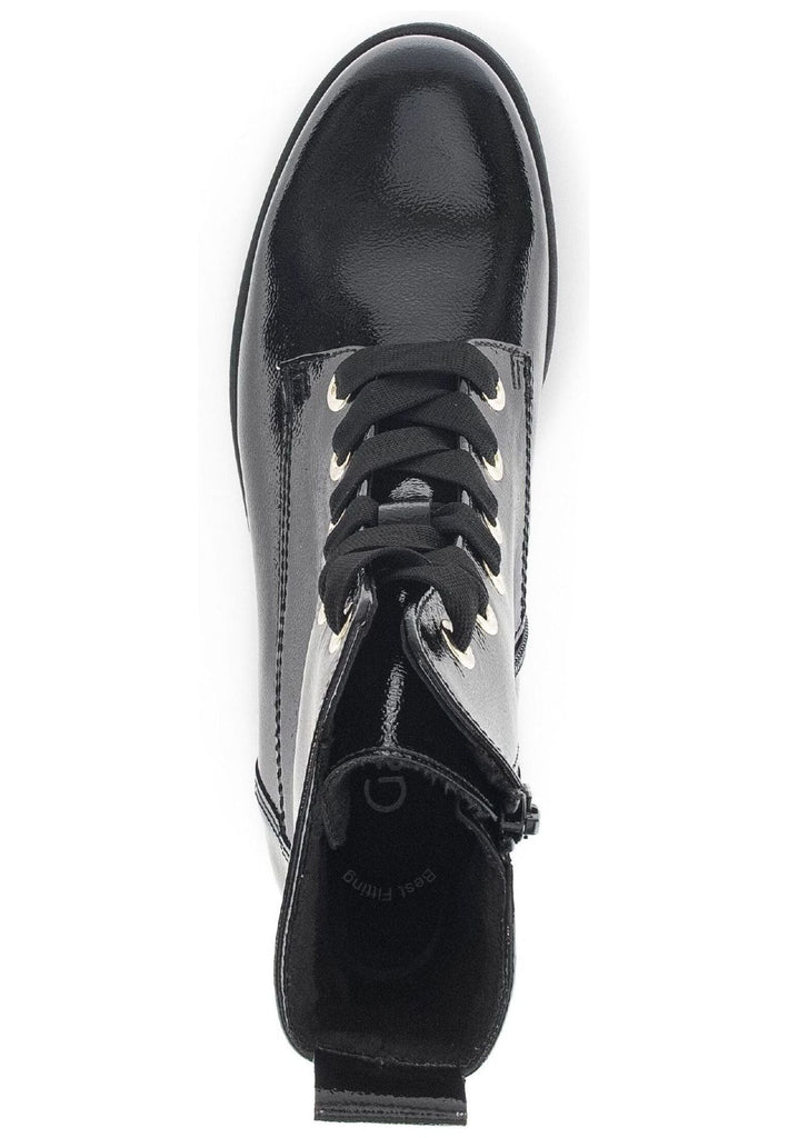Gabor Stiefelette Leder Schwarz Lack Warmfutter