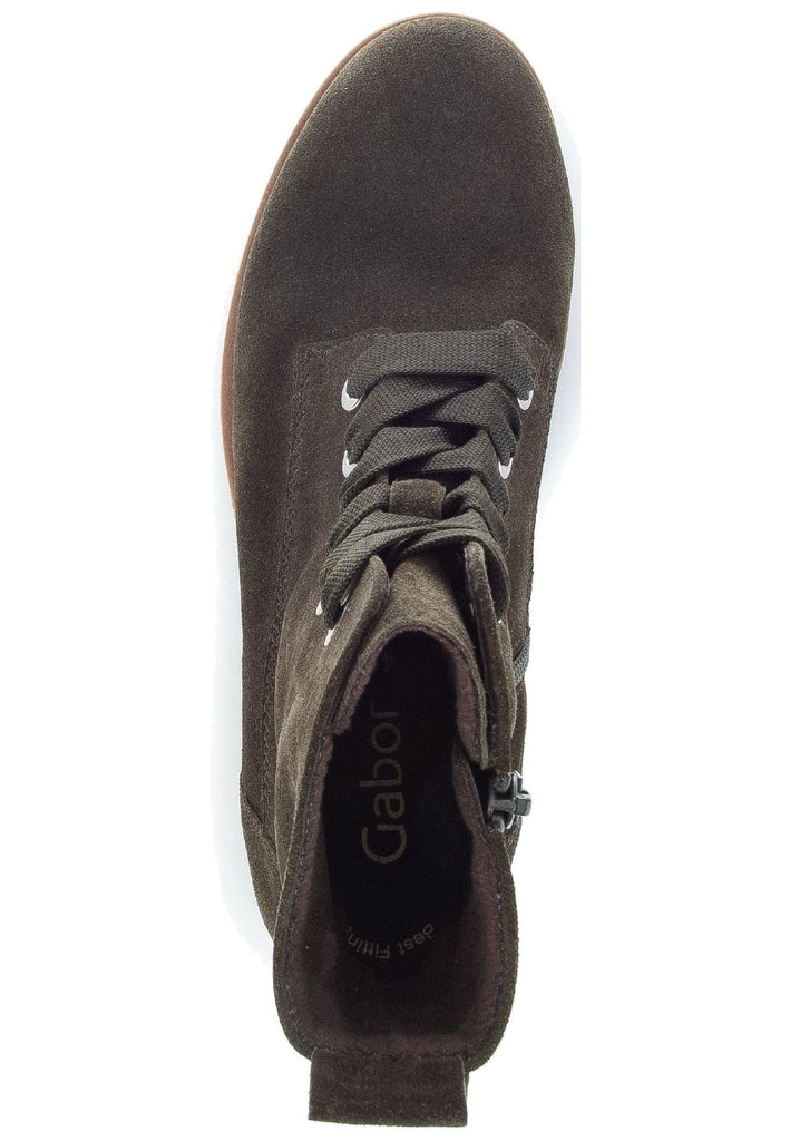 Gabor Stiefelette Veloursleder Dunkelgrün Warmfutter