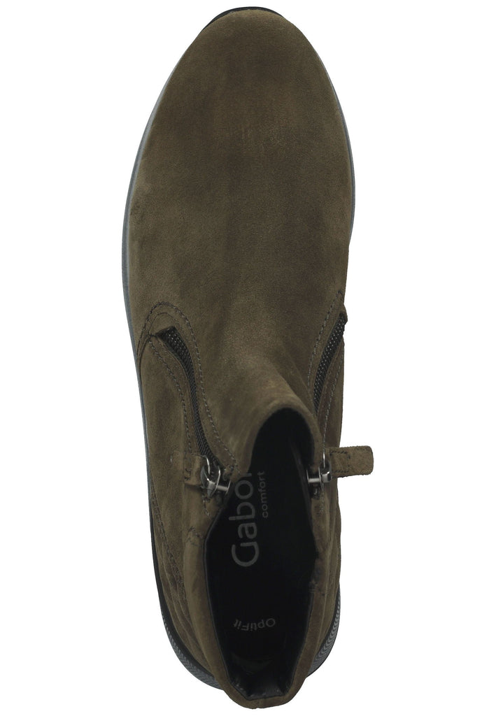 Stiefeletten Gabor Stiefelette Veloursleder Oliv