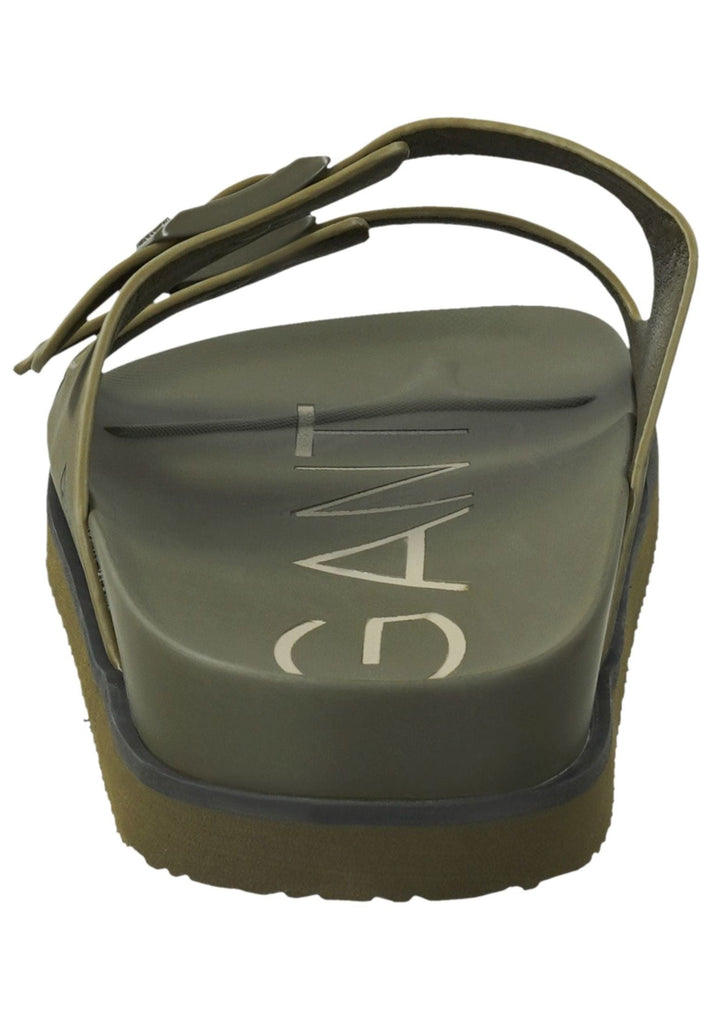 GANT Pantoletten Lederimitat Grün/Schwarz