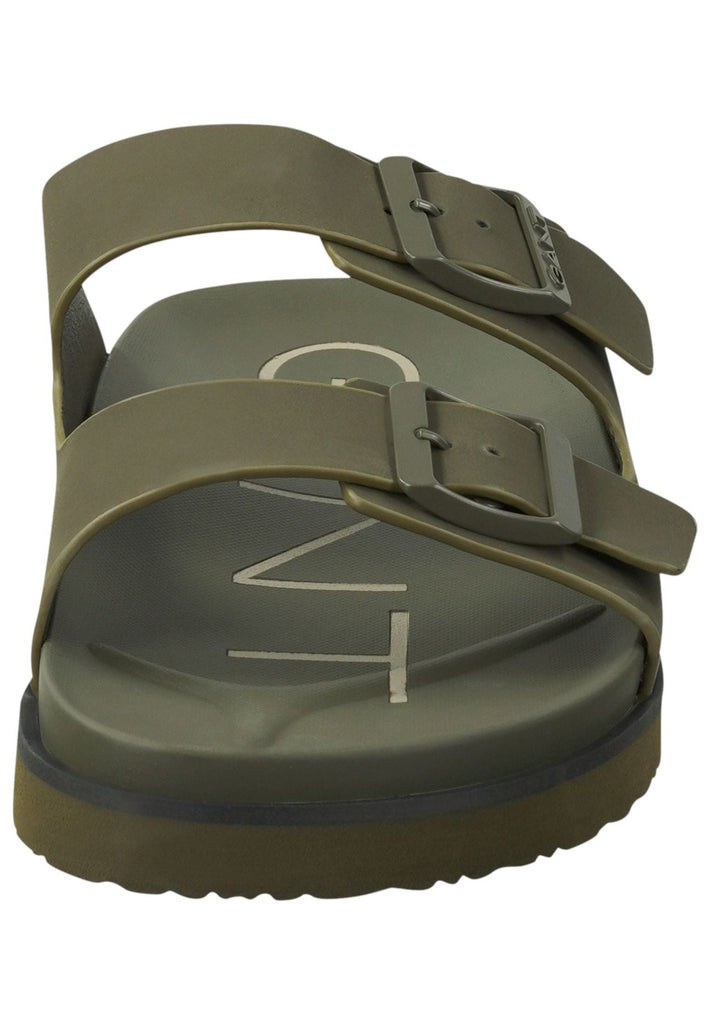 GANT Pantoletten Lederimitat Grün/Schwarz