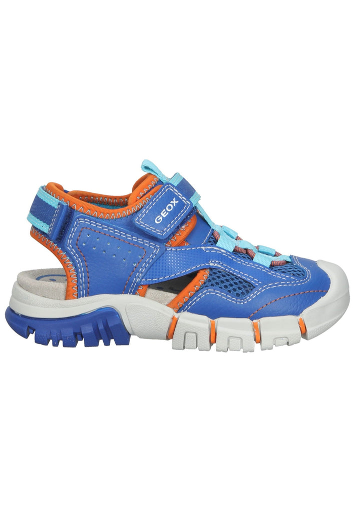 Geox Halbschuhe Lederimitat/Mesh Blau/Orange