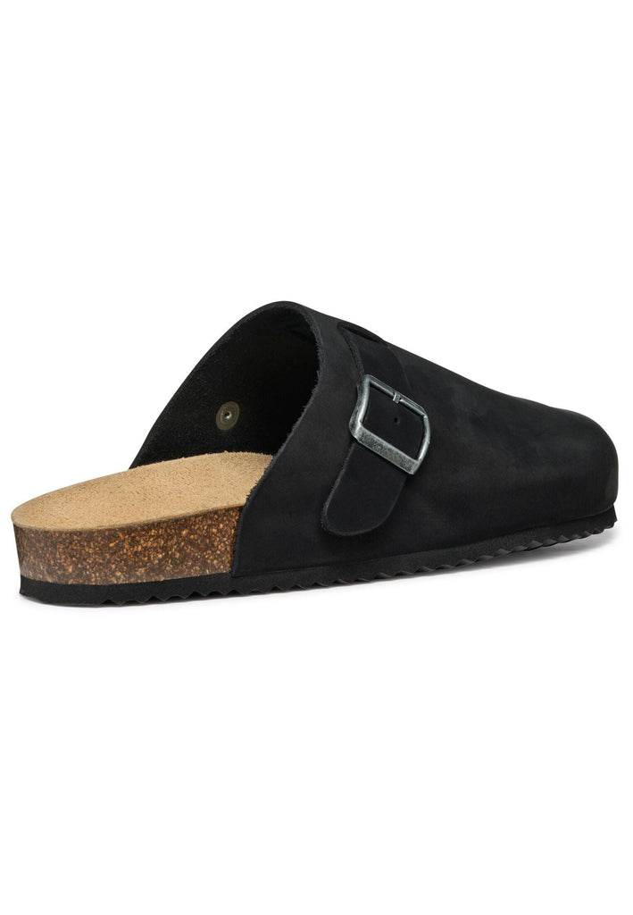 Geox Pantoletten Nubukleder Schwarz