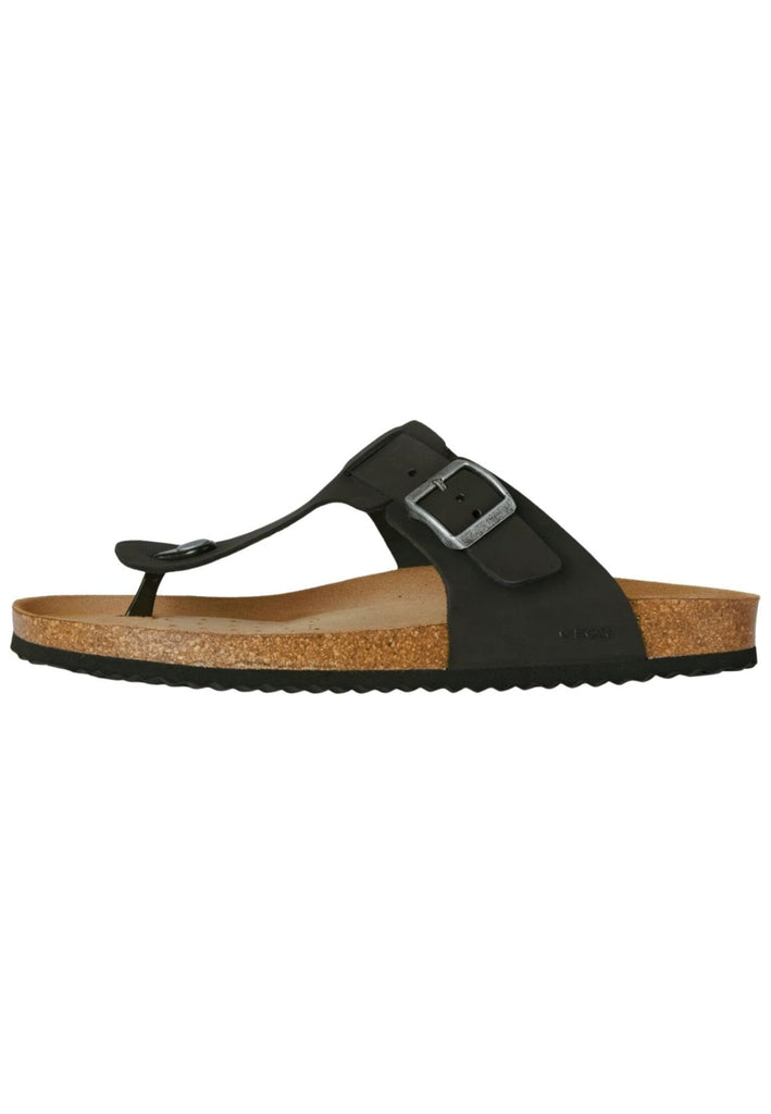 Sandalen Geox Zehensteg Nubukleder Schwarz/Schwarz