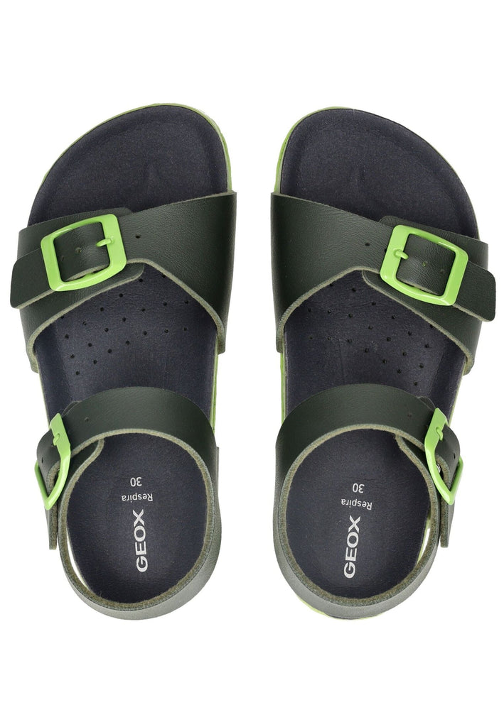 Geox Sandalen Lederimitat Grün/Gelb