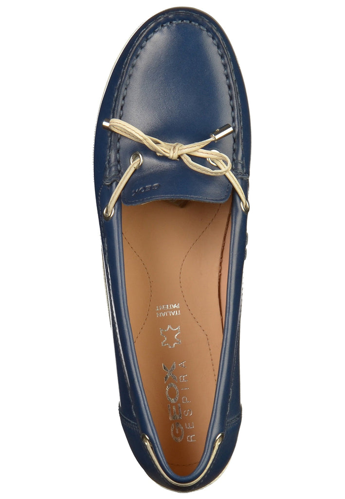 Geox Slipper Leder Blau/Beige