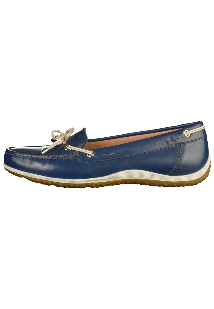 Geox Slipper Leder Blau/Beige